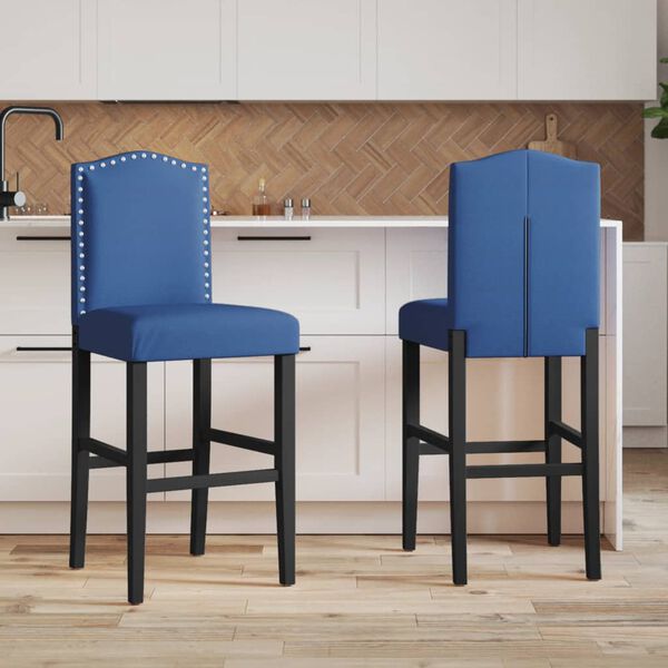 vidaXL Bar Chair Blue and Black Solid rubberwood, fabric (100% polyester)