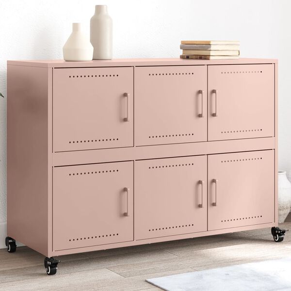 vidaXL Sideboard Pink Cold-rolled Steel Medium Sideboard Rectangular