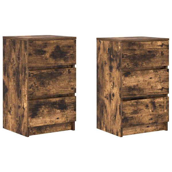 vidaXL Bedside Cabinet Set of 2 Smoked Oak Engineered Wood