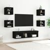vidaXL TV Wall Unit Set of 7 Black Engineered Wood, Glass Large