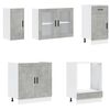 vidaXL Kitchen Cabinet Set Concrete grey Engineered wood and glass Medium