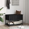 vidaXL Storage Bench Black Engineered wood and metal 27.6 x 16.7 x 18.5 in