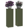vidaXL Plant Stand 2 pcs Olive green 9.45 x 9.45 x 29.53 in Steel