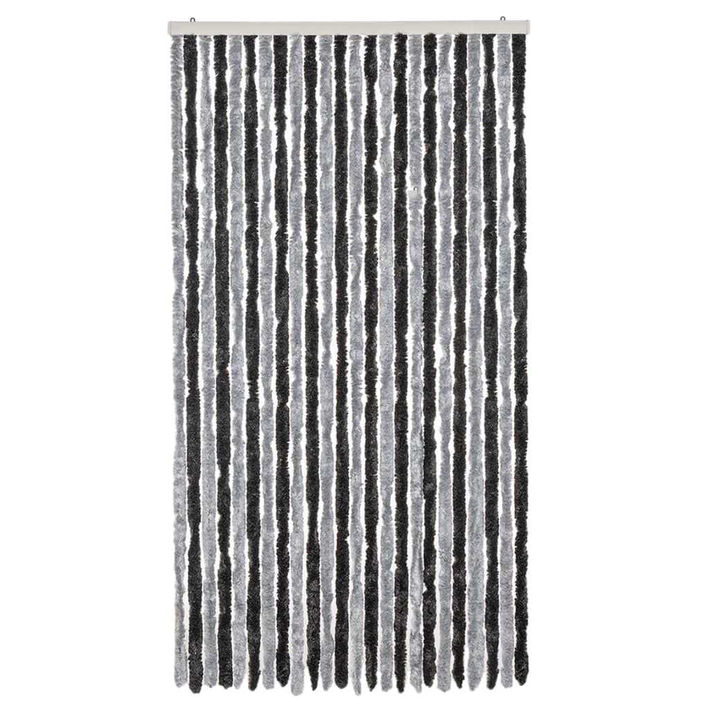 vidaXL Fly Curtain Grey and Black 39.4x90.6" Chenille