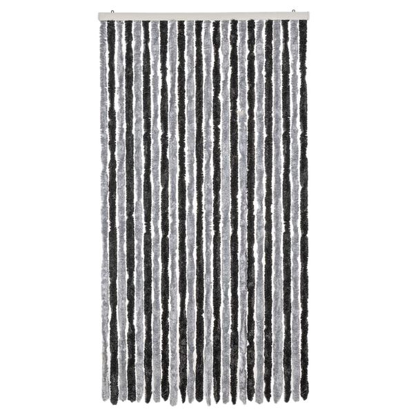 vidaXL Fly Curtain Grey and Black 39.4x90.6" Chenille