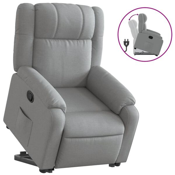 vidaXL Stand up Recliner Chair Light Gray Fabric