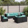 vidaXL 8 Piece Patio Lounge Set with Cushions Black Poly Rattan