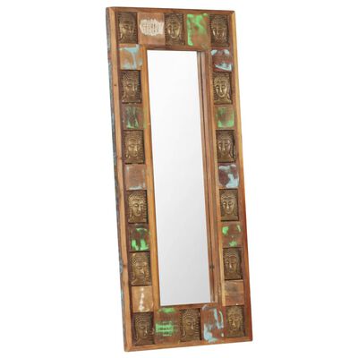 vidaXL Mirror with Buddha Cladding 19.7"x43.3" Solid Reclaimed Wood