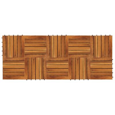 vidaxl 10 pcs Acacia Decking Tiles 11.8"x11.8" Vertical Pattern