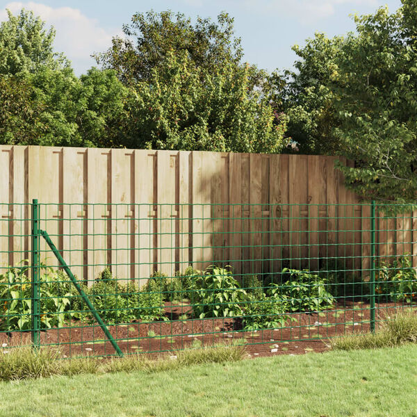 vidaXL Wire Mesh Fence with Spike Anchors Green 3.6x82.0'
