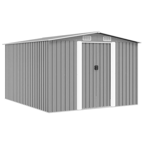 vidaXL Garden Shed Grey Galvanized Steel Large Sliding Components