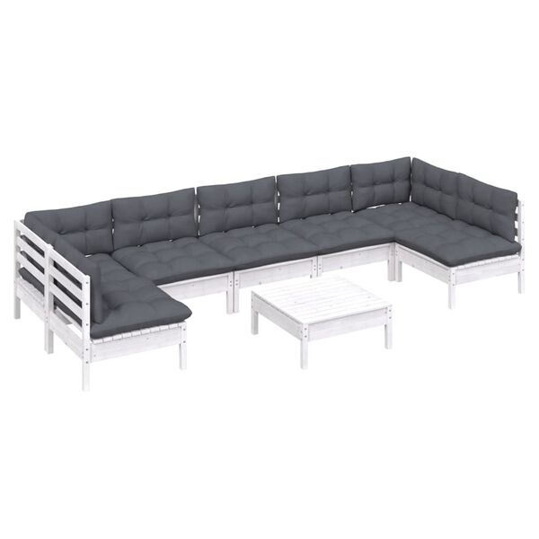 vidaXL Garden Lounge Set White, Anthracite