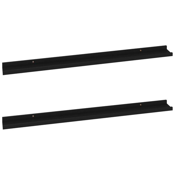 vidaXL Wall Shelf Set of 2 Black MDF 39.4x3.5x1.2 in Wall mounting