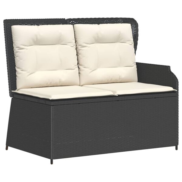 vidaXL Patio Lounge Set Black and Cream White PE Rattan, Powder-Coated Steel