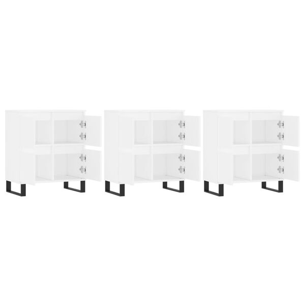 vidaXL Sideboard Set of 3 White Engineered Wood, Metal Medium
