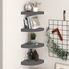 vidaXL Corner Shelf Set of 4 High gloss grey Honeycomb MDF, metal
