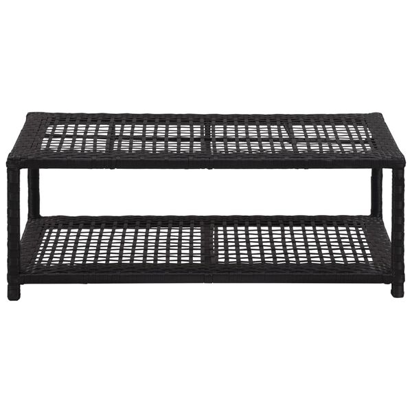 vidaXL Shoe Bench Black Poly rattan, metal Medium Shoe Bench