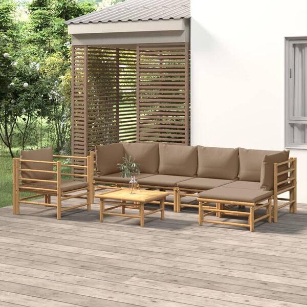 vidaXL Garden Lounge Set Taupe Bamboo Moderate Modular