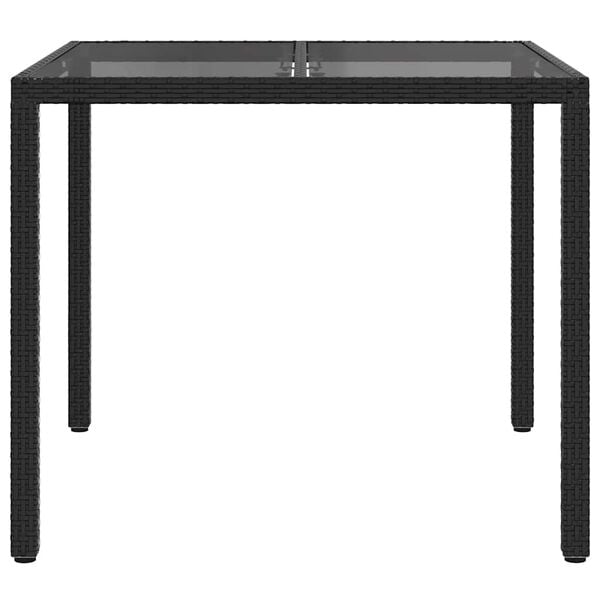 vidaXL Garden Dining Table Black 35.4" x 35.4" x 29.5" Poly rattan