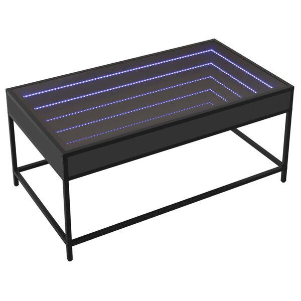 vidaXL Coffee Table Black Engineered wood, Glass, Metal 35.4 in x 19.7 in