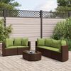 vidaXL Patio Sofa Set Set of 6 Brown PE rattan Medium Adjustable Feet