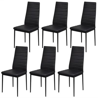 Dining Set 6 Black Chairs + 1 Table Contemporary Design