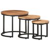 vidaXL Side Table Set of 3 Natural Wood
