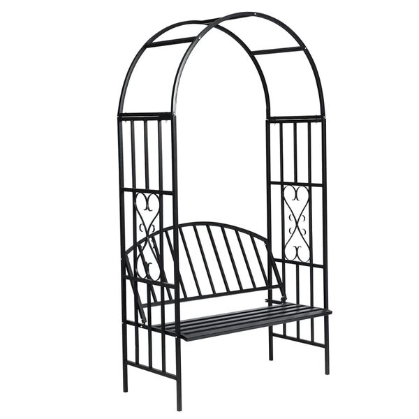 vidaXL Rose Arch Black Powder-Coated Metal Medium Decorative Inlays