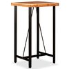 vidaXL Bar Set Brown and Black Solid Acacia Wood, Genuine Leather, Steel