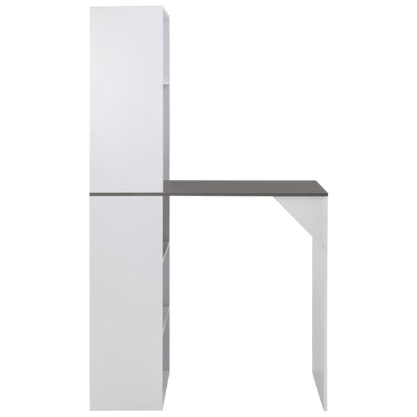 vidaXL Bar Table White with grey top Engineered wood 45.3 in Bar Table