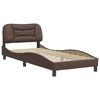 vidaXL Bed Frame without Mattress "Hvar" Brown 35.4"x74.8" Faux Leather