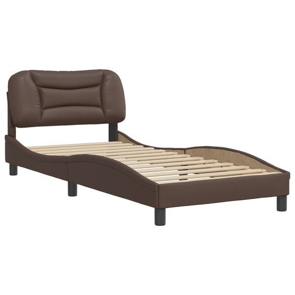 vidaXL Bed Frame without Mattress "Hvar" Brown 35.4"x74.8" Faux Leather
