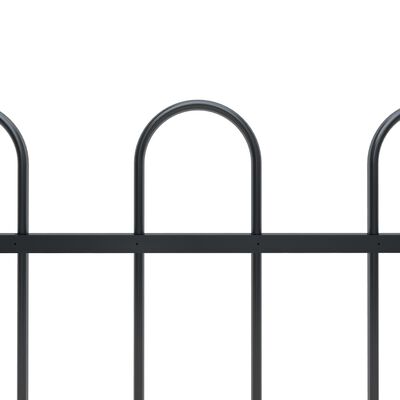 vidaXL Garden Fence with Hoop Top Steel 39' Black