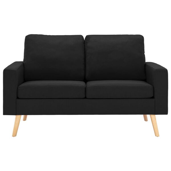vidaXL Sofa Black Fabric (100% polyester), solid pine wood, rubberwood