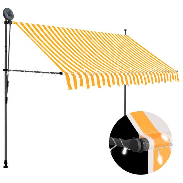 vidaXL Retractable Awning White and Orange Polyester with PU coating, Steel