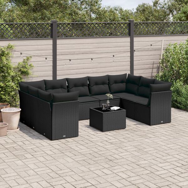 vidaXL Garden Sofa Set Black