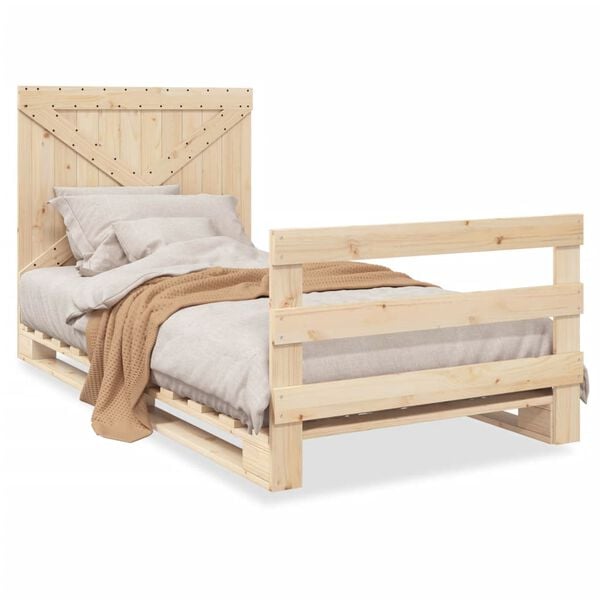 vidaXL Bed Frame natural pine Solid pinewood Single Bed Frame