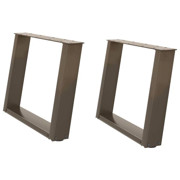 vidaXL Coffee Table Legs U-Shaped 2 pcs Natural Steel 23.6x(16.5-16.9)" Steel