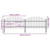 vidaXL Garden Fence with Spear Top Steel 141.3"x49.2" Black