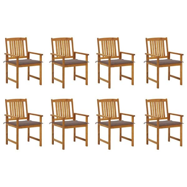 vidaXL Patio Chair Set of 8 Natural Acacia Wood Solid Acacia wood