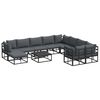 vidaXL Garden Sofa Set with Cushion 11 pcs Black Aluminium