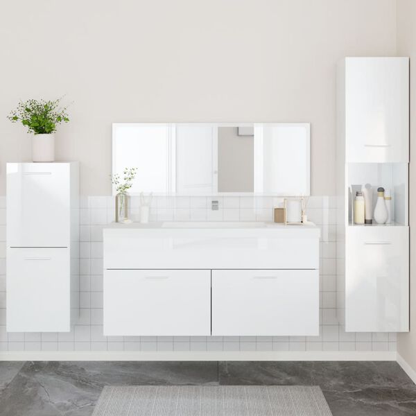 vidaXL Bathroom Furniture Set High gloss white Engineered wood