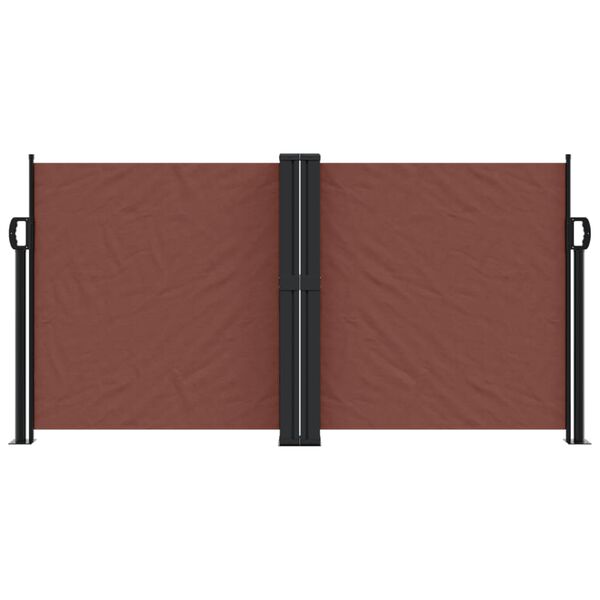 vidaXL Retractable Side Awning Brown 100% polyester with PU coating