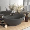 vidaXL Luxury Basin Overflow Oval Matt Dark Grey 23.0x15.4" Ceramic