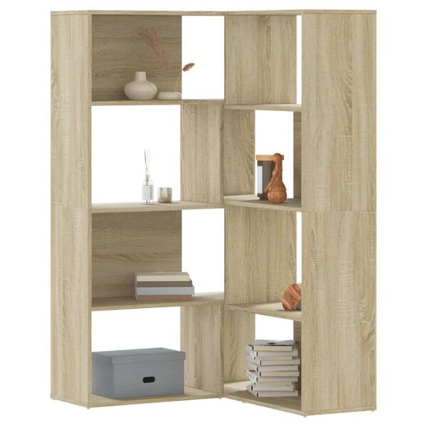 vidaXL Corner Bookcase Sonoma oak Engineered wood 4-Tier Corner Bookcase