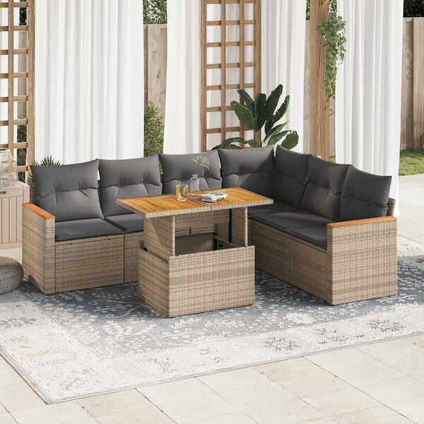 vidaXL Garden Sofa Set Beige and Light Grey
