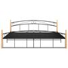 vidaXL Bed Frame Black and Natural Powder-coated metal, solid oak wood