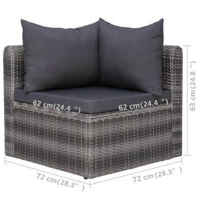 vidaXL 5 Piece Patio Sofa Set with Cushions & Pillows Poly Rattan Gray