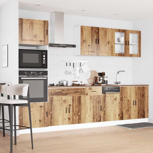 vidaXL Kitchen Cabinet Set Old wood Engineered wood and glass