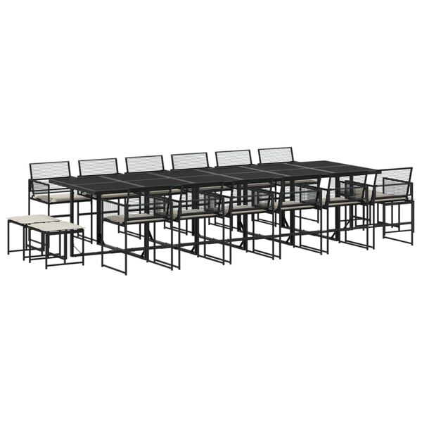 vidaXL Garden Dining Set Black and Cream